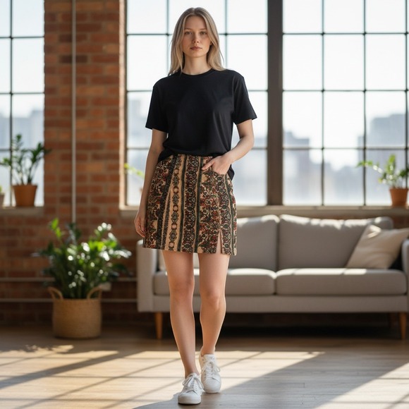Free People Dresses & Skirts - Free People Modern Mini Skirt Whimsigoth Boho Corduroy Tapestry - 2 Multicolor